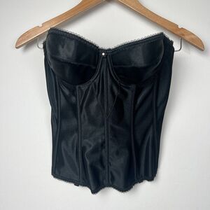 Dominique Underwire Bustier Corset Bridal Prom Bra Black  Boning 36 B